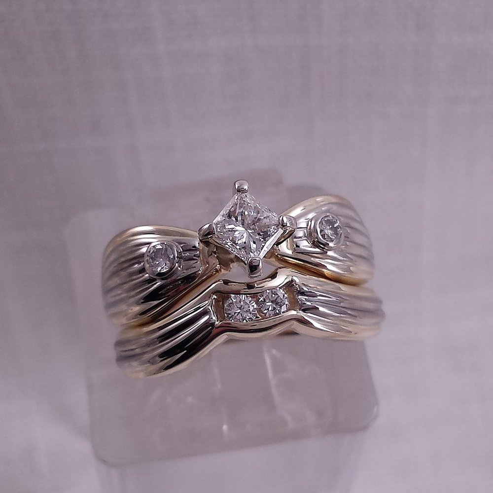 Shane Company white/ yellow gold wedding set.